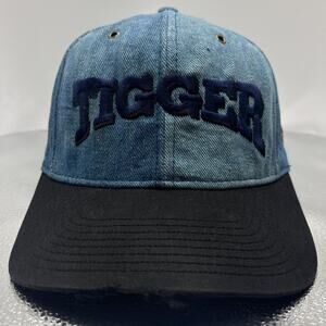Vintage Disney Tigger Denim Snapback Hat Blue Black Adjustable Strapback